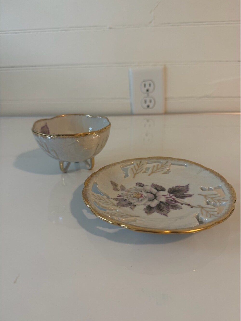 Cherry China Teacup and Saucer - Floral